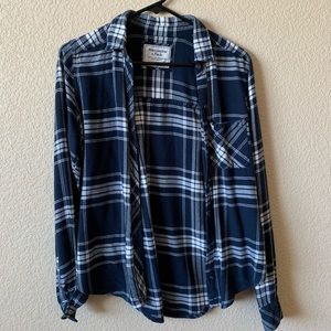 Navy and White Abercrombie Flannel